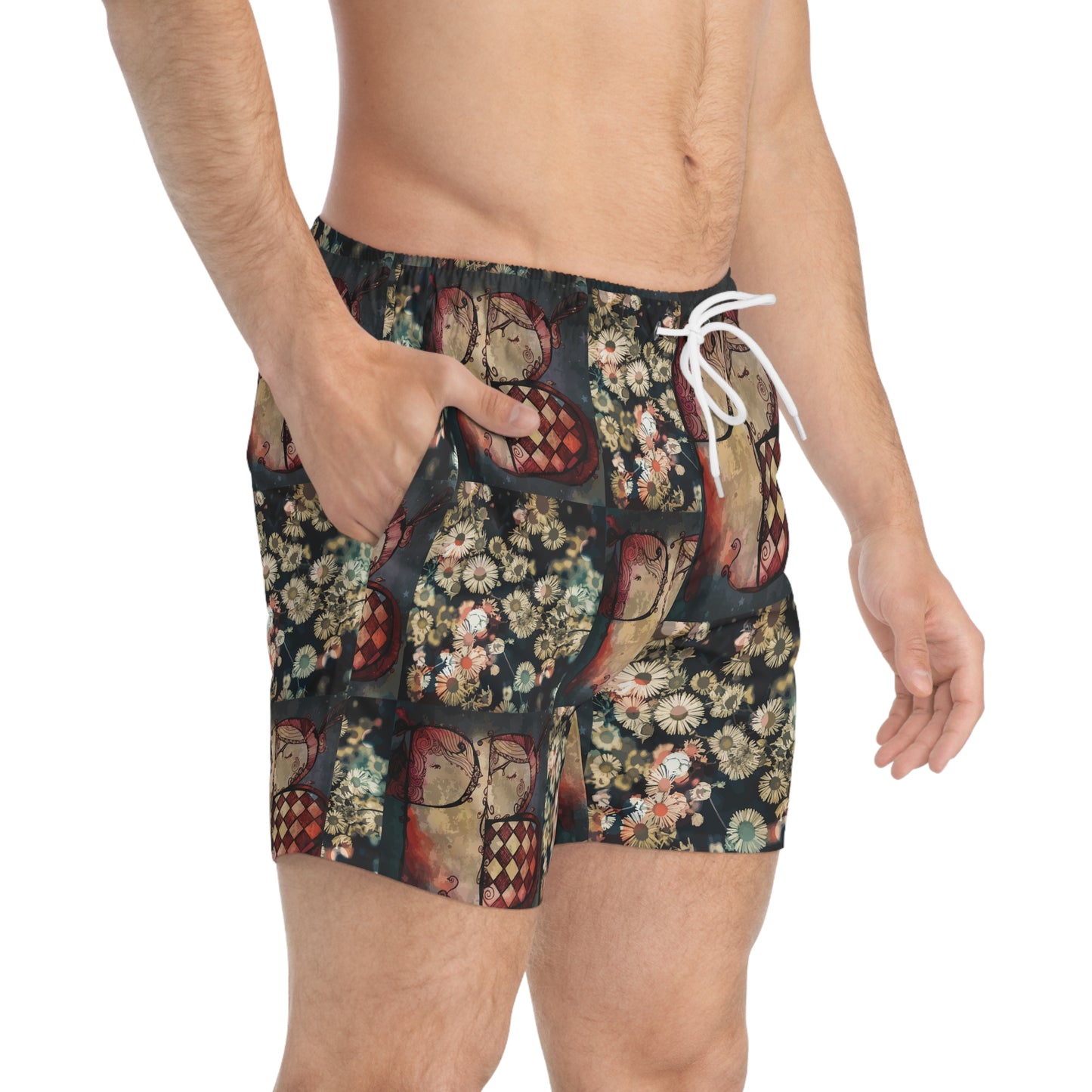 PB Face Cards Men’s Vintage Swim Trunks