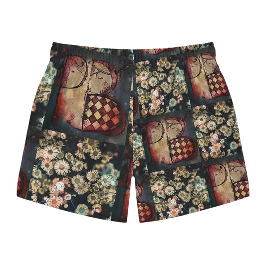 PB Face Cards Men’s Vintage Swim Trunks