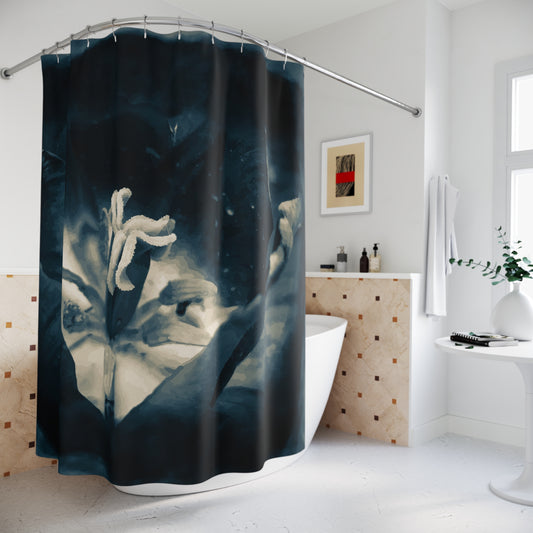 Moon Tulip Noir Bath Curtain Kiki Starling in a modern bathroom