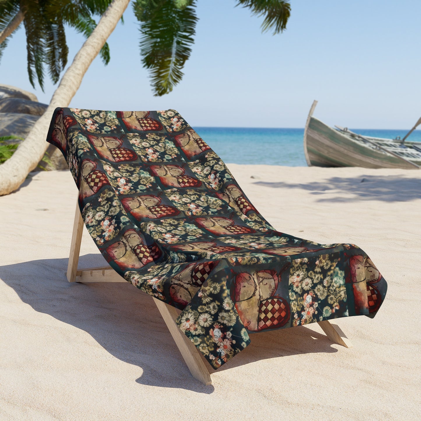 PB Face Card Maximalist Beach Towel  By Prettybirde