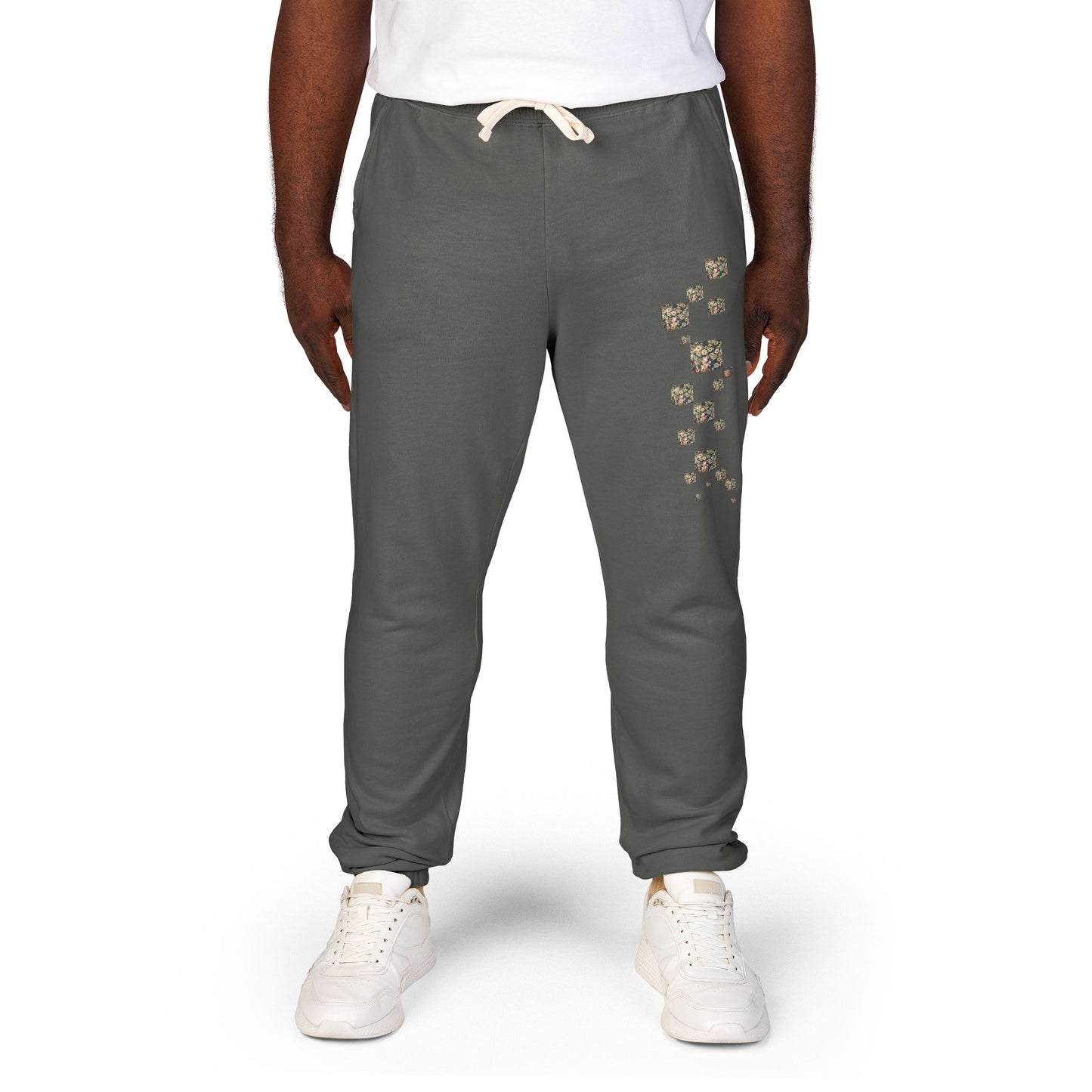 PB Face Cards Floral Peppered Checkers Unisex Fleece Joggers