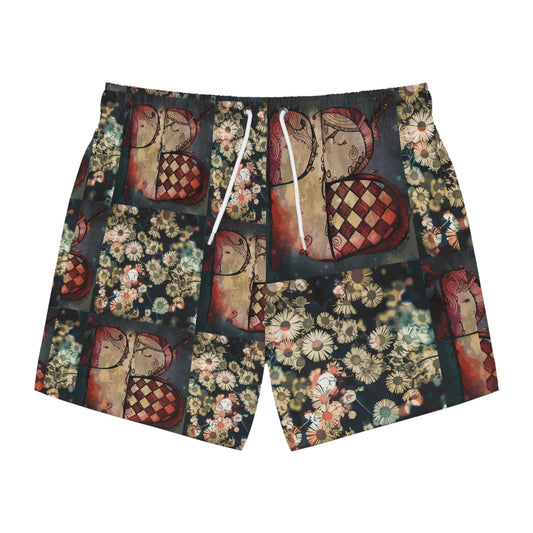 PB Face Cards Men’s Vintage Swim Trunks