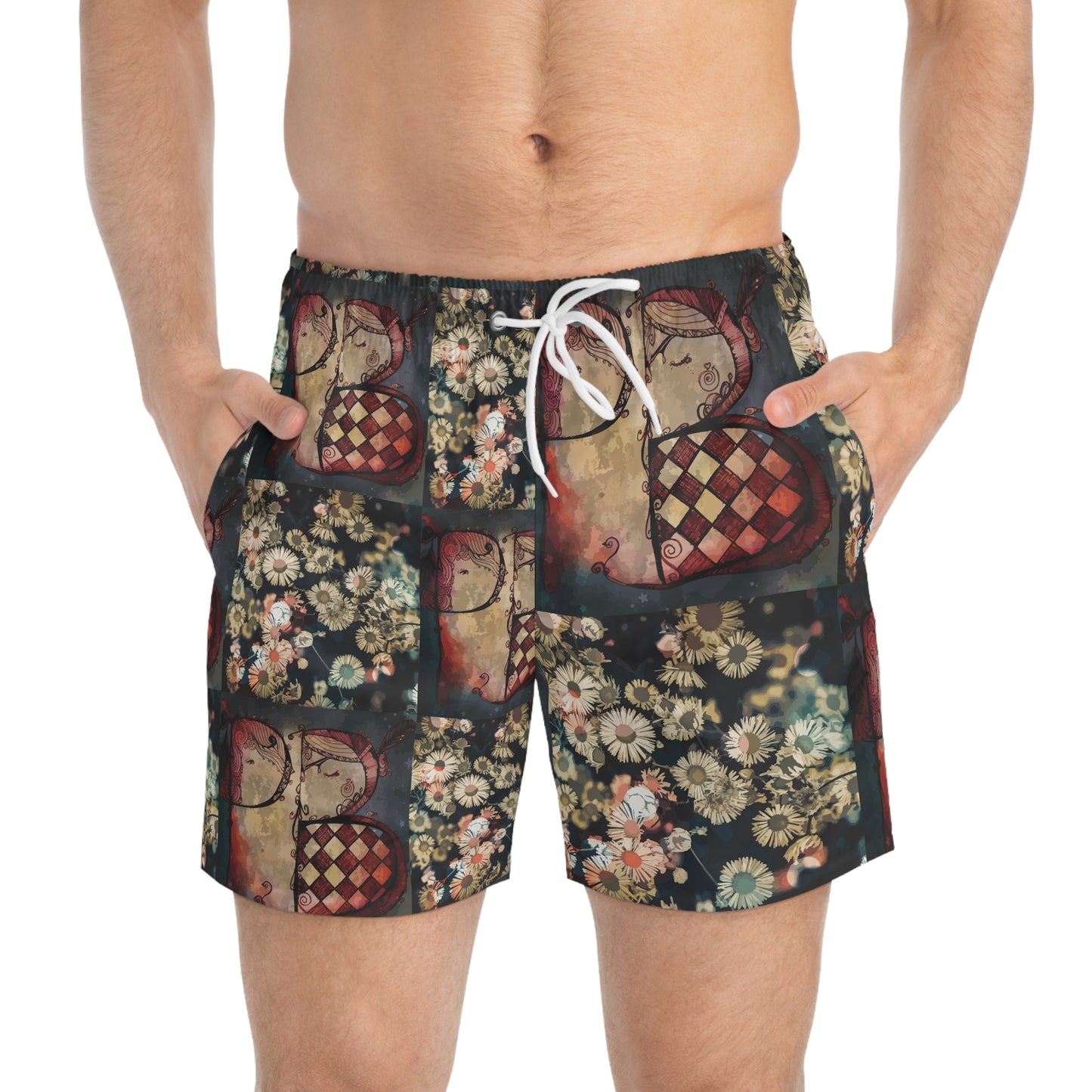 PB Face Cards Men’s Vintage Swim Trunks
