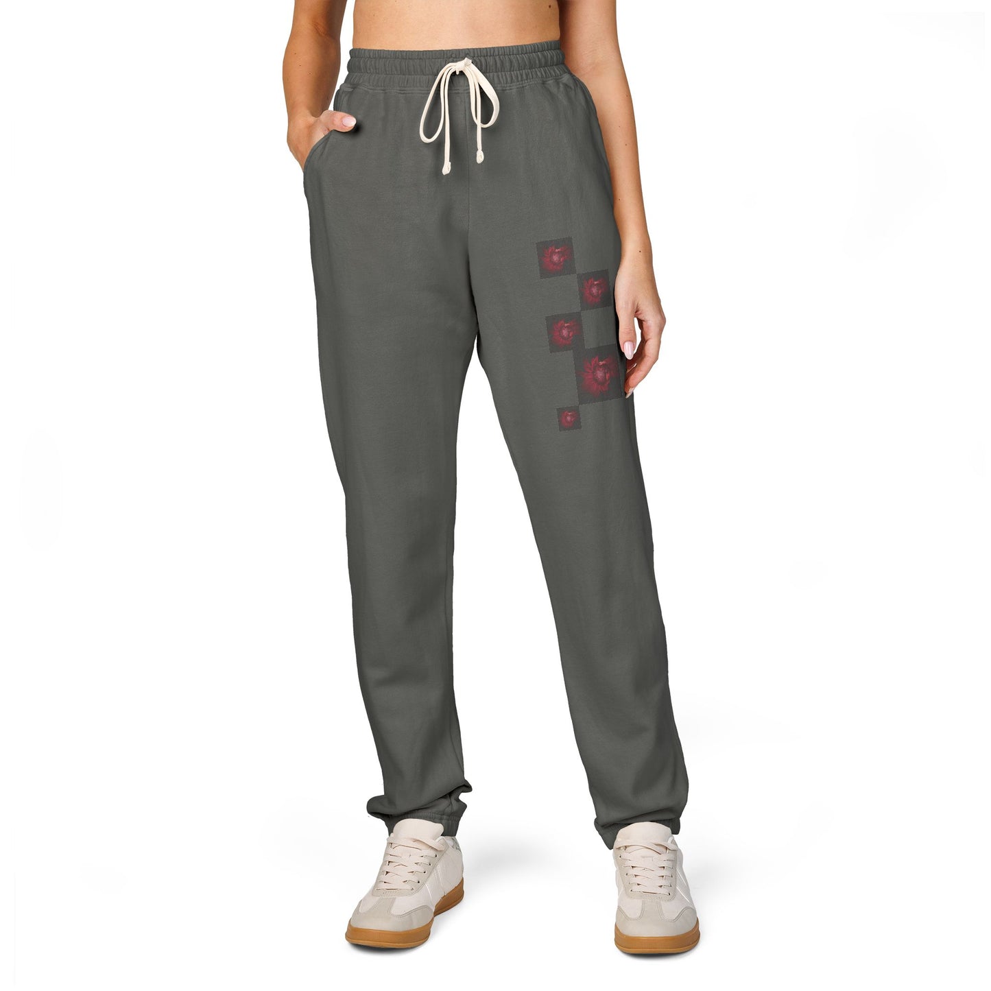 Red Macro Sunflower Unisex Fleece Joggers