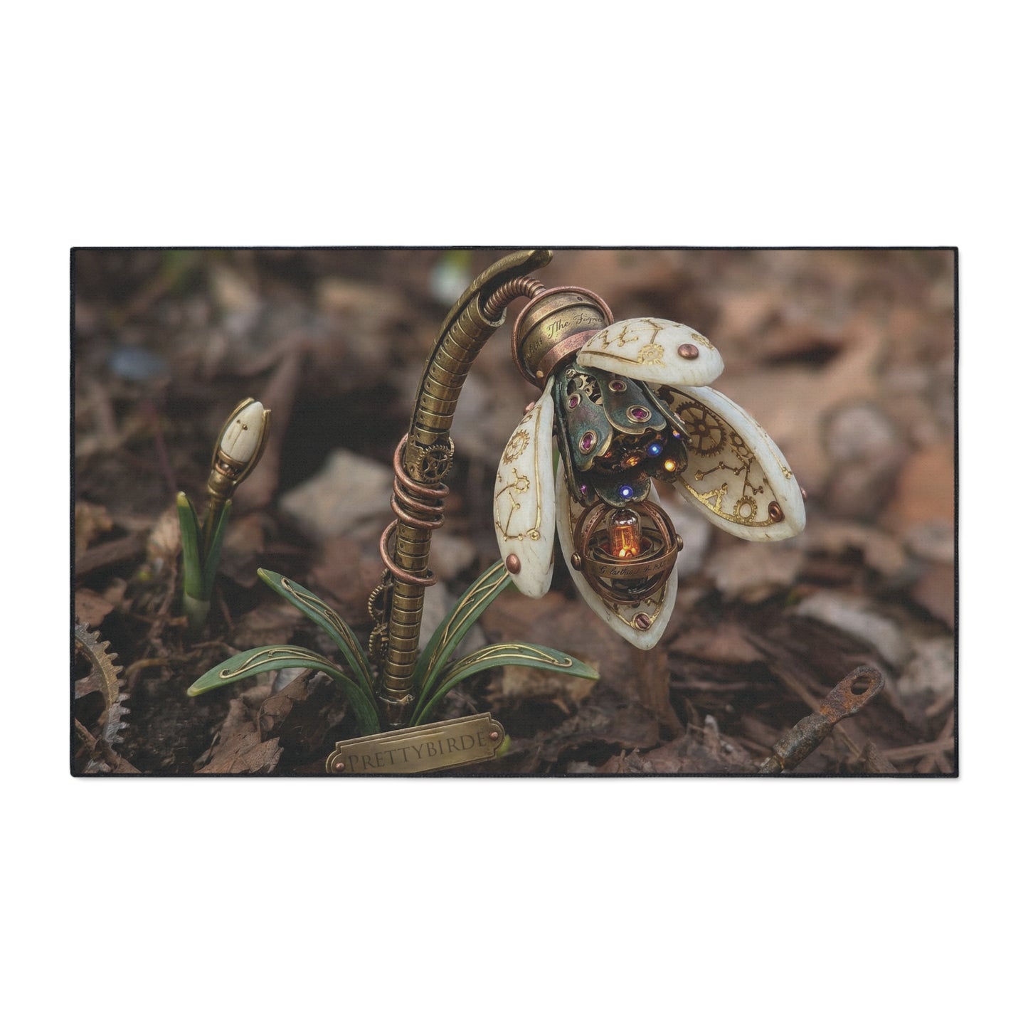 Antique Machine Snowdrop Fine Art Garden Mat By Prettybirde 